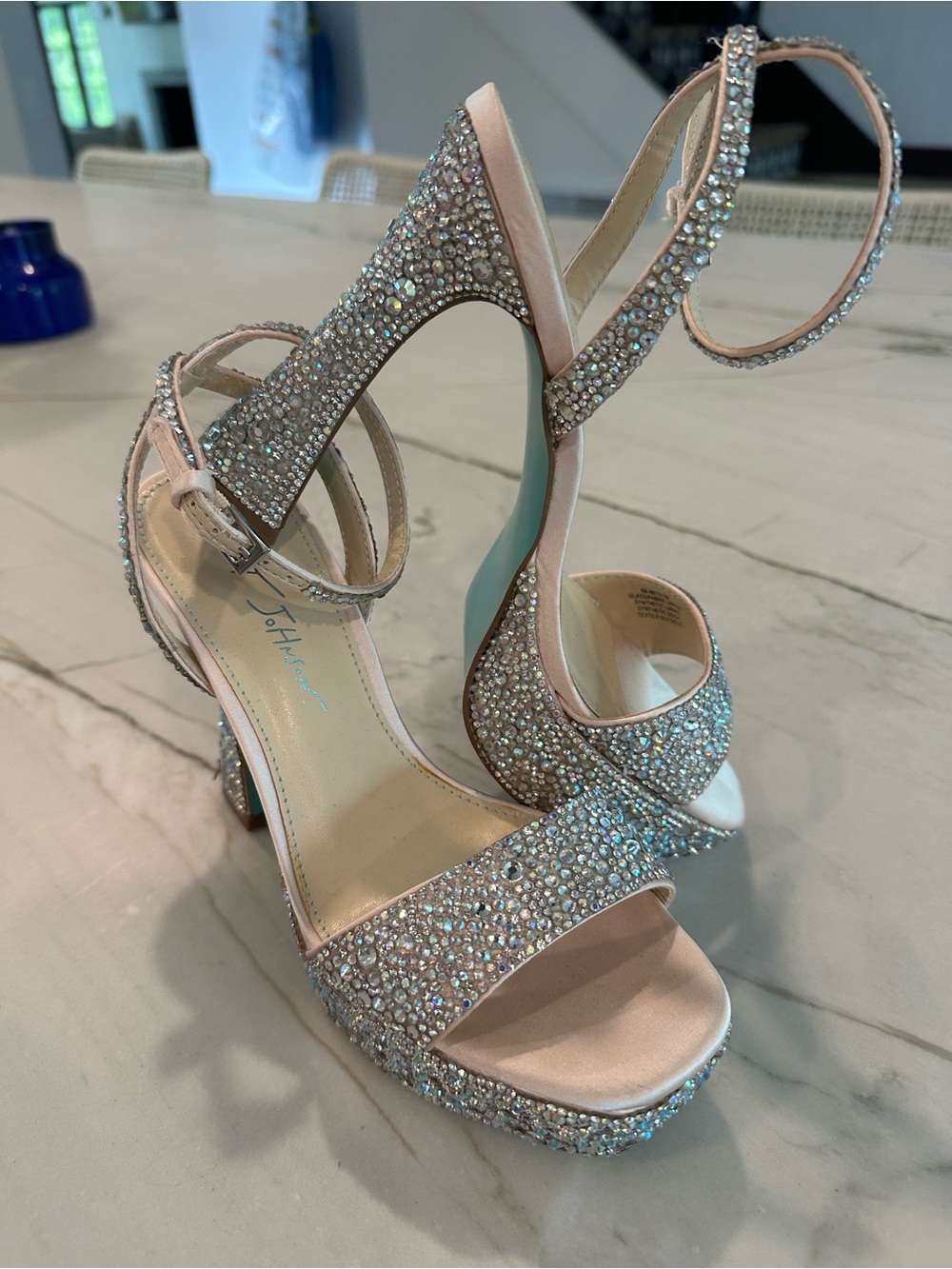 Betsey Johnson Crystal Embellished Platform Heels
